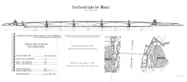 Zeichnung Straßenbrücke bei Mainz
