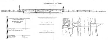 Zeichnung Straßenbrücke bei Worms