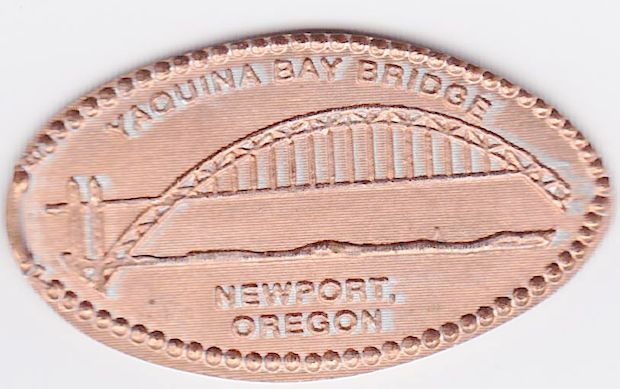gepresster Penny der Yaquina Bay Bridge in Newport, OR