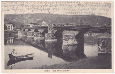 Postkarte der alten Römerbrücke in Trier (gelaufen 1930)