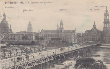 Neubau der Augustus Brücke in Dresden (Postkarte)