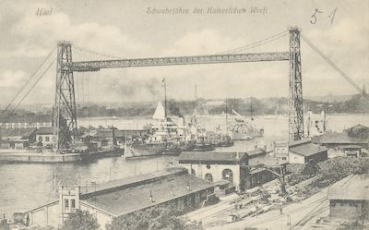 Postcard of the transporter bridge Ellerbeck (Kiel)