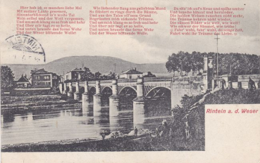 Postkarte der Weserbrücke Rinteln a.d. Weser (gelaufen 1907)