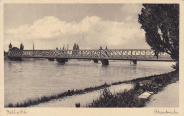 Postkarte der alten Rheinbrücke Kehl