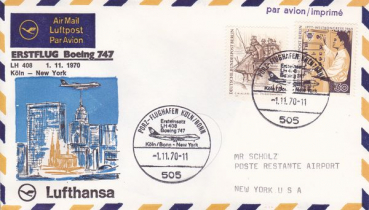 Lufthansa Erstflug Boeing 747 LH408  01.11.1970