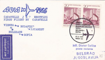 Austrian Airlines Caravelle Jet Erstflug Wien - Sofia 17.05.1965