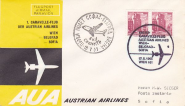 Austrian Airlines Caravelle Jet Erstflug Wien - Sofia 17.05.1965