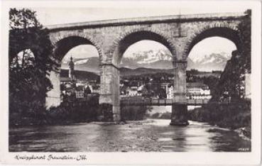 Postkarte des Traunviadukts in Traunstein 1942