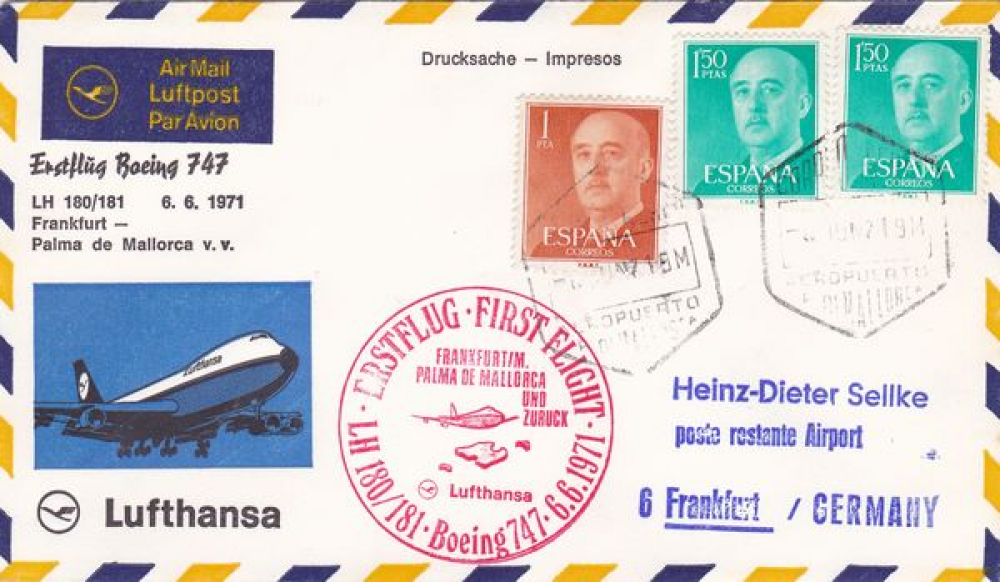 Lufthansa-Erstflug Boeing 747  LH180/181  06.06.1971