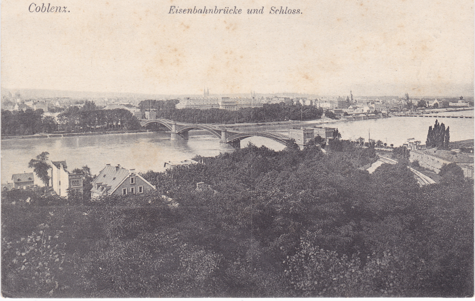 Postkarte der alten Pfaffendorfer Brücke, Koblenz