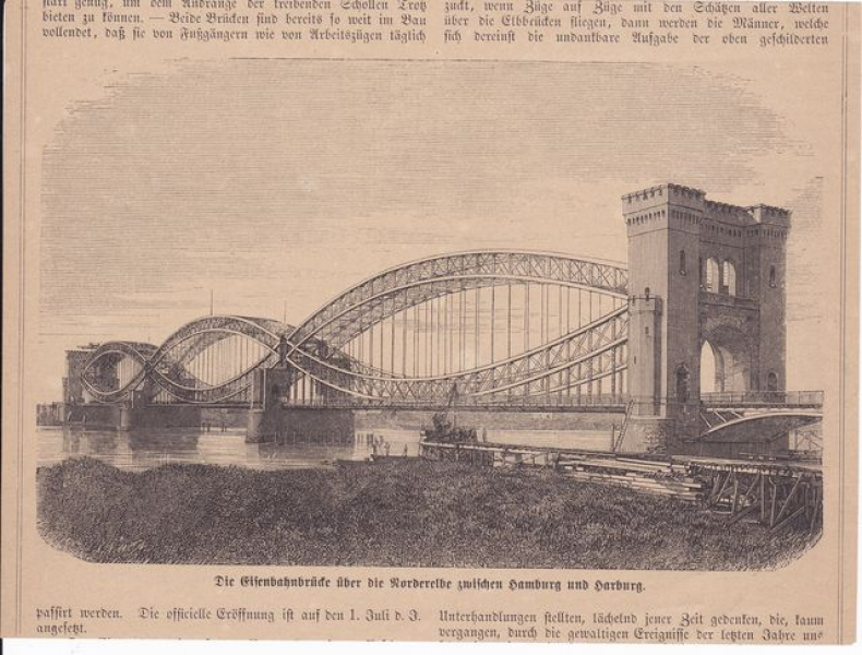 Stahlstich der Norderelbebrücke (Eisenbahn)