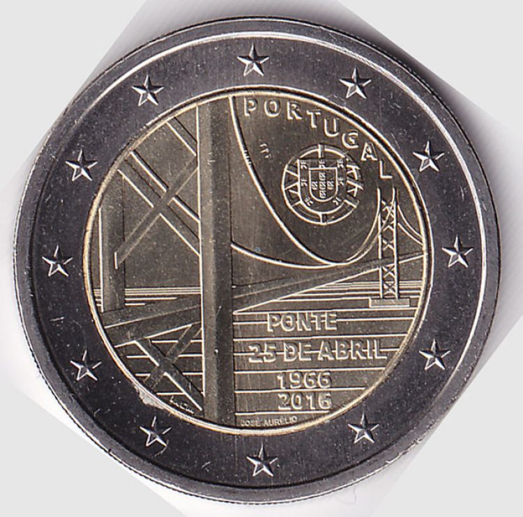 2-Euro-Münze mit der Ponte de 25. Abril
